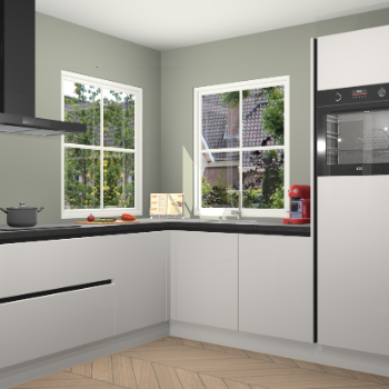 Zijdegrijze hoogglans greeploze keuken Pai 109460