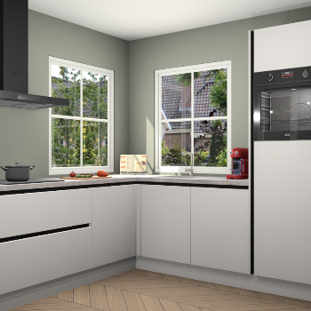 Zijdegrijze hoogglans greeploze keuken Pai 109471