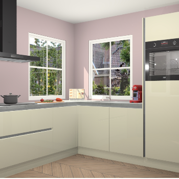 Magnolia hoogglans greeploze keuken Pai 109596