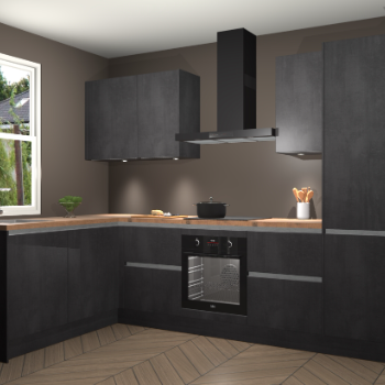 Beton Zwarte greeploze keuken Beijing 109949