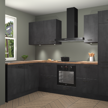 Beton zwarte keuken Beijing 84890