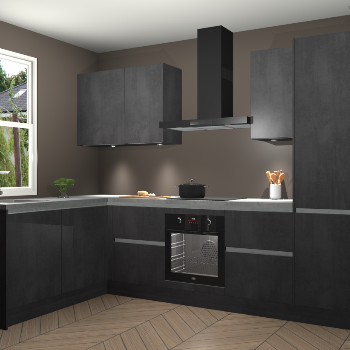 Beton Zwarte greeploze keuken Beijing 109955