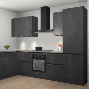 Beton Zwarte greeploze keuken Beijing 109958