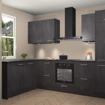 Beton Zwarte keuken Beijing 110043