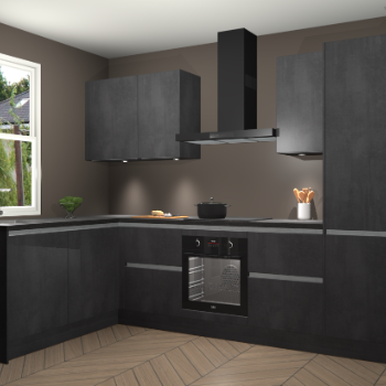 Beton Zwarte greeploze keuken Beijing 110045