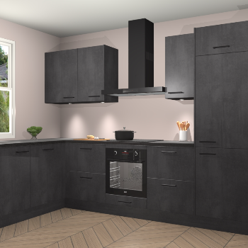 Beton Zwarte keuken Beijing 110046