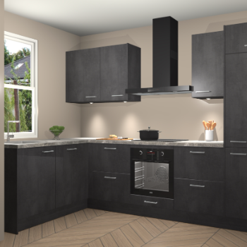 Beton Zwarte keuken Beijing 110059