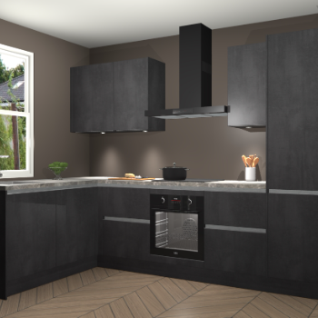 Beton Zwarte greeploze keuken Beijing 110060