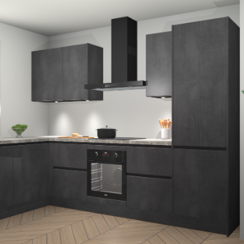 Beton Zwarte greeploze keuken Beijing 110063