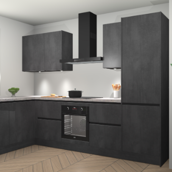 Beton Zwarte greeploze keuken Beijing 110083