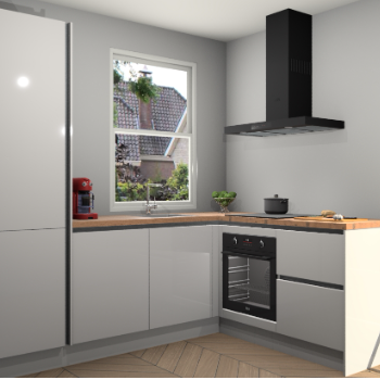 Zijdegrijze hoogglans greeploze keuken Phuket 109282