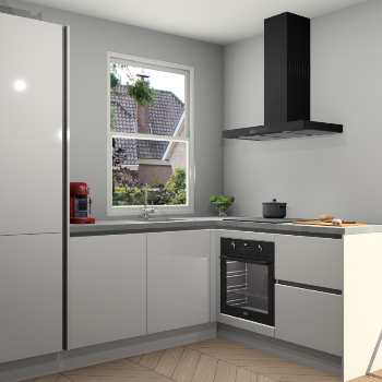 Zijdegrijze hoogglans greeploze keuken Phuket 109512