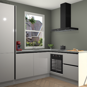 Zijdegrijze hoogglans greeploze keuken Phuket 109515