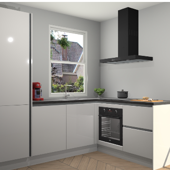 Zijdegrijze hoogglans greeploze keuken Phuket 109518