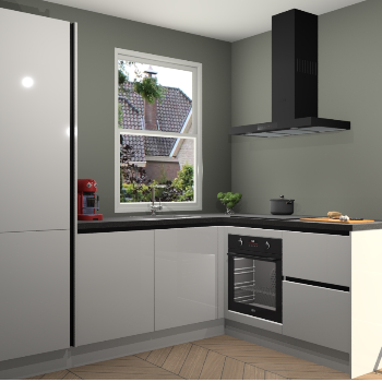 Zijdegrijze hoogglans greeploze keuken Phuket 109521