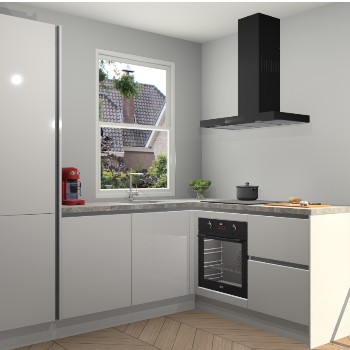 Zijdegrijze hoogglans greeploze keuken Phuket 109524