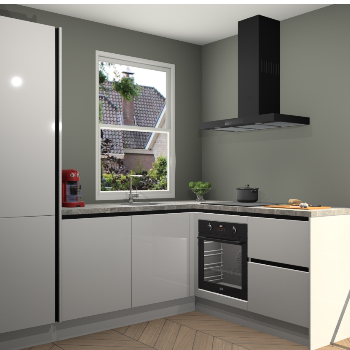 Zijdegrijze hoogglans greeploze keuken Phuket 109527