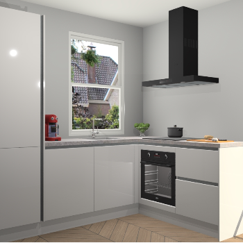 Zijdegrijze hoogglans greeploze keuken Phuket 109530