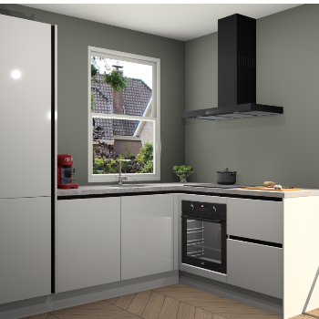 Zijdegrijze hoogglans greeploze keuken Phuket 109533