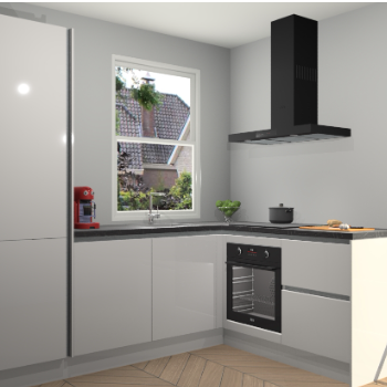 Zijdegrijze hoogglans greeploze keuken Phuket 109536