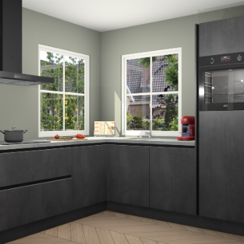 Beton zwarte greeploze keuken Pai 110414