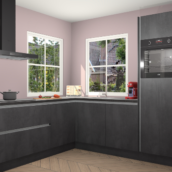 Beton zwarte greeploze keuken Pai 110400