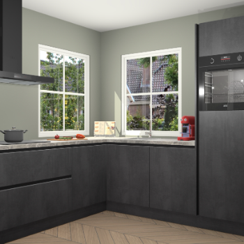 Beton zwarte greeploze keuken Pai 110416