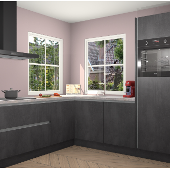 Beton zwarte greeploze keuken Pai 110402