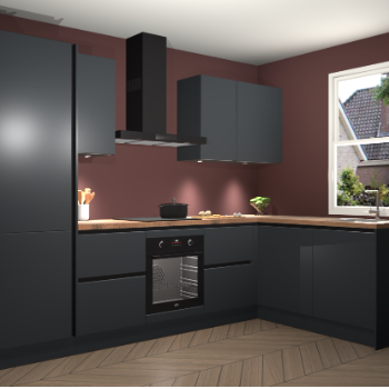 Onyxgrijze greeploze keuken Bazel 110431