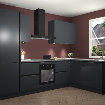 Onyxgrijze greeploze keuken Bazel 110480