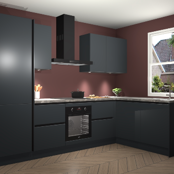 Onyxgrijze greeploze keuken Bazel 110552