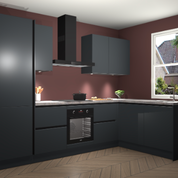 Onyxgrijze greeploze keuken Bazel 110558