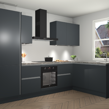 Onyxgrijze greeploze keuken Bazel 110549