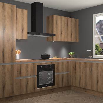 Goud Eiken greeploze keuken Geneve 110066