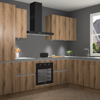 Goud Eiken greeploze keuken Geneve 110074