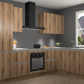 Goud Eiken greeploze keuken Geneve 110098