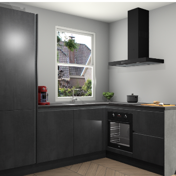 Beton Zwarte greeploze keuken Phuket 111193