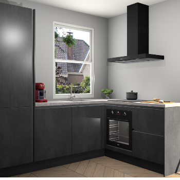 Beton Zwarte greeploze keuken Phuket 111205