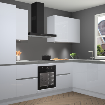 Sneeuwwitte hoogglans greeploze keuken Geneve 110365