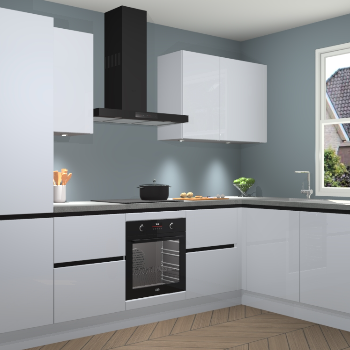 Sneeuwwitte hoogglans greeploze keuken Geneve 110370