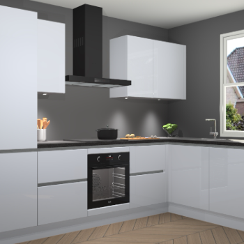 Sneeuwwitte hoogglans greeploze keuken Geneve 110382