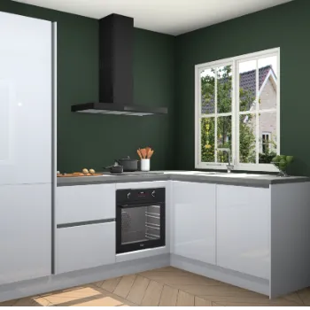 Sneeuwwitte hoogglans greeploze keuken Linz 21843