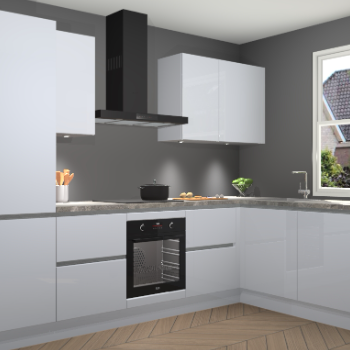 Sneeuwwitte hoogglans greeploze keuken Geneve 110422