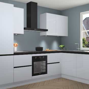 Sneeuwwitte hoogglans greeploze keuken Geneve 110487