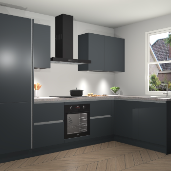 Onyxgrijze greeploze keuken Bazel 110555