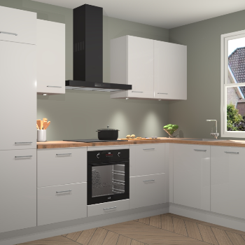 Zijdegrijze hoogglans keuken Geneve 110791