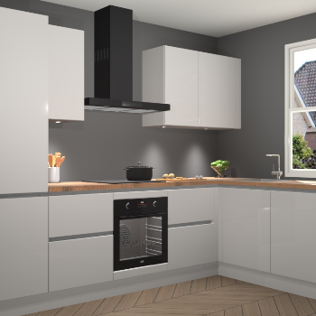 Zijdegrijze hoogglans greeploze keuken Geneve 110792