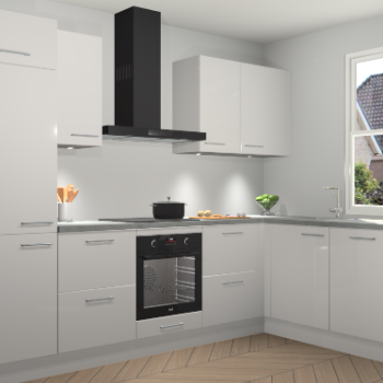 Zijdegrijze hoogglans keuken Geneve 110802