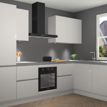 Zijdegrijze hoogglans greeploze keuken Geneve 110804