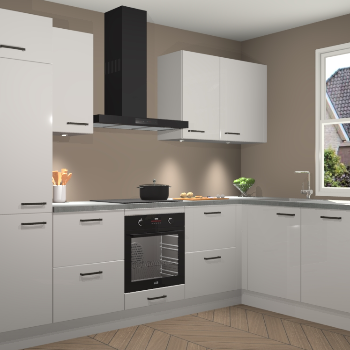 Zijdegrijze hoogglans keuken Geneve 110806